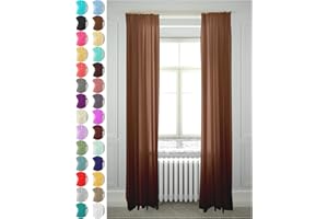 Megachest gathering tape voile curtain(Brown, W 56" x L 118" (2 Panels))