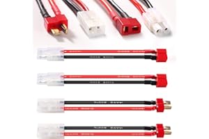 YIXISI 4 Stücke Kompatibel mit Tamiya zu Deans T Adapterkabel, Kompatibel mit Tamiya Style Stecker auf T Plug Stecker Adapter mit 10cm 14AWG Silikon Kabel, für RC-Fahrzeuge und Lipo-Batterien