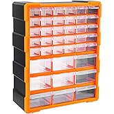 Amazon Basics - Cabinet Hardware and Craft Supplies Organizer, Wall Mountable, 39 Drawers, &lrm;Black, 38L x 15.9W x 47.3H cm (L
