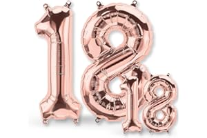 FUNXGO globo numero 18 Oro Rosas - numero 18 globo cumpleaños - número 18 cumpleaños globo Oro Rosas - globo numero 18 gigante - globos número 18 - decoracion 18 cumpleaños - globo 18 Oro Rosas