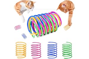 Grantop 20 piezas de juguetes para gatos, espiral de plumas espirales de plástico creativo colorido,Juguetes de plumas en espiral novedad para mascotas juguetes coloridos de plumas espirales de