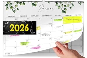 ‎MILULA STUDIOS Wall Calendar 2026 A4 - Year Planner Monthly Planner Wall Calendar July 2025 to December 2026 - Monthly Overview Family Calendar Office School Organisation Work Holiday - Calendar Planning Hanging