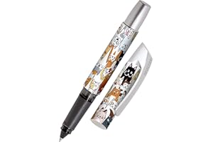 Online Campus Fluffy Cats - Penna roller per destrimani e mancini, impugnatura ergonomica, penna roller a sfera, cartucce di inchiostro standard, con cartuccia combinata, colore blu, 1 pezzo