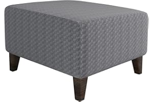 XJHKG Foot Stool Cover Rectangle, Machine Washable Stretch Jacquard Storage Ottoman Foot Rest Cover Sofa Furniture Protector Slipcover (Gray,Small)