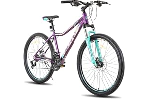 HH HILAND Hiland Bicicleta de Montaña de 26/27,5 Pulgadas, Cuadro de Aluminio, 21 Velocidades, Disco Dual con Horquilla de Suspensión Lock-out para Mujeres…