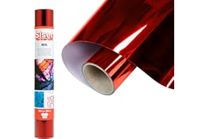SISER® Métal rouge 30 cm x 0,5 m, vinyle thermotransférable thermocollant métallisé pour la personnalisation des tissus, vêtements et accessoires, loisirs créatifs, facile à couper