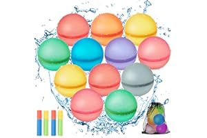 MQVXT Globos de agua reutilizables,12 Piezas de Agua de Silicona Autosellantes de llenado Rápido,Globos de Agua Reutilizables Silicona,para Niños y Adultos, Juguetes de Verano Aptos para Exteriores