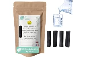 Ma Maison Durable | Binchotan Charbon Actif Eau X4 pcs | Filtration 2.5L/Bâton | Filtre Purificateur eau naturel | Authentique Binchotan de Kishu Bio | Charbon de Chêne de Wakayama| Idéal pour carafe