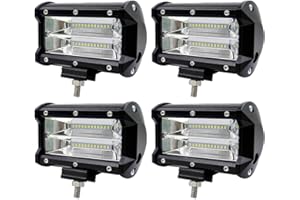 WZTO Faros LED impermeables IP67 para proyectores Offroad Jeep 55W 6000K (juego de 4) (10800LM) 72W