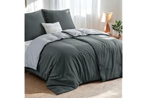 ‎AISBO Aisbo Bettwäsche 135x200 4teilig Anthrazit Grau - Bettwäsche Sets 2 Bettbezüge 135x200 cm + 2 Kissenbezüge 80x80 cm, ÖKO-TEX Wendebettwäsche Weich Mikrofaser mit Reißverschluss