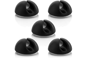 deleyCON 5x Clips de Cable Portacables Gestión de Cables Fijación de Cable Organizador de Cable para Cables de hasta 8mm Abrazaderas de Cable Manejo de Cable Negro