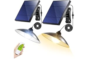 INTELAMP Solar Hängelampe, Solarlampen für Außen Hängend mit Fernbedienung, Solar Lampe Outdoor Wasserdichte Solar Hängelampen für Außen für Garten Terrasse Balkon Pavillon IP65 (2 Stück)