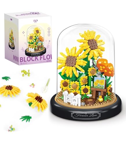 SUPRBIRD Set Bouquet Di Fiori Con Blocchi Micro 588 Pezzi – Ape Con Copertura E Luci LED, Regalo Creativo - 3