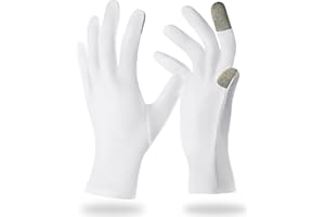 BUTBU Guantes Hidratantes Durante La Noche, 5 Pares Guantes Algodon Dermatologicos, Guantes Algodón para Pantalla Táctil Para Manos Secas Eccema Guantes De Tratamiento De Spa De Manos, Blanco