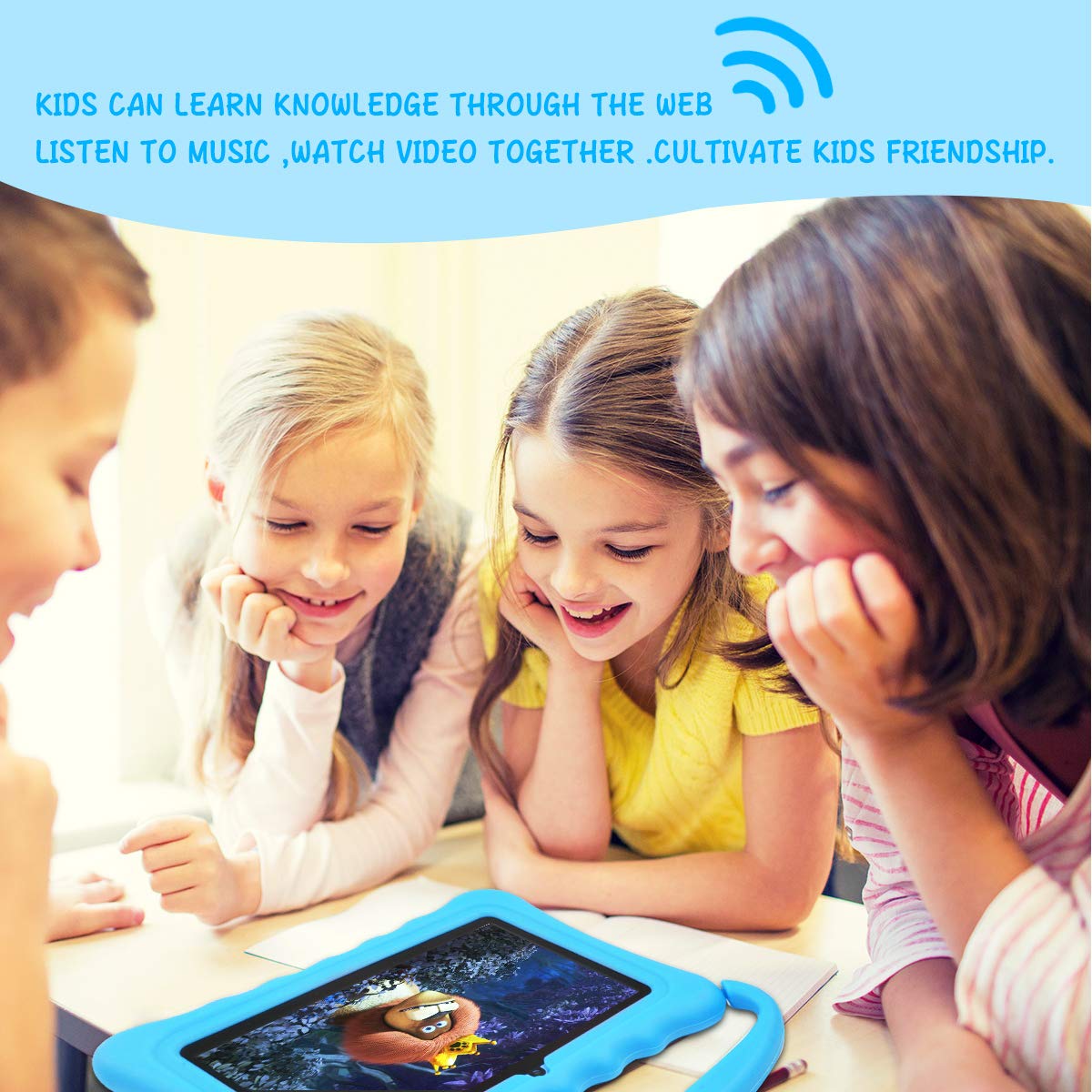 Tablettes-pour-Enfants-avec-cran-Full-HD-Android-81-OS-7-Pouces-Full-HD-pour-Enfants-1-Go-de-RAM-16-Go-de-Stockage-Tablette-Wi-FI-Quad-Core-13Hz-Wi-FI-avec-botier-Tout-Neuf-Soft-Shock-Kid