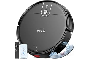 VersLife L6 Robot Aspirador y Fregasuelos 4000Pa,120 min Autonomía,Diseño Delgado Anti-enredos,Sensores Anticaída y Anticolisión,Control por App,Mando o Voz,Ideal para Suelos Duros y Pelo de Mascotas