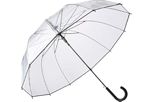 SMATI Grand Parapluie Long Transparent, Résistant au Vent, Ouverture automatique, Parapluie mixte, Couleur liseré NOIR