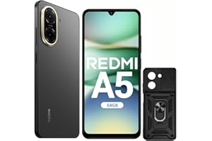 XIAOMI Redmi A5 - Smartphone 6.88" FHD+ 120Hz, 64 Go + 3 Go RAM, Appareil Photo IA 32MP, Batterie 5200 mAh, Double SIM - Noir (avec Coque de Protection Noir Incluse)