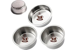AFBTCQMB Filtro caffè in acciaio inox da 51 mm, cestello filtro per 1 e 2 tazze, compatibile con macchine da caffè Cecotec, Ufesa, Breville (3 pezzi)