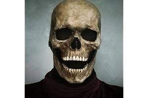 HLJS Halloween Maske Totenkopf Maske mit Beweglichem Kiefer, Gruselige Vollkopf 3D Skelett Maske aus NatüRlich Latex Halloween Deko für Cosplay Halloween Party Totenkopf Kopfbedeckung