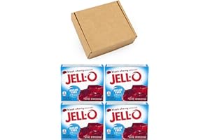 GIFTOLUXE Jell-O Gelatin Sugar Free Powder Dessert Mix | Jello Gift Box for American Jelly | Pack of 4 (Jell-o Sugar Free Black Cherry)