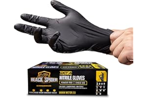 AREABOXES Guantes De Nitrilo EXTRARESISTENTES Para Todos Los Trabajos. Guantes De Nitrilo C/ Textura. Negros, Tres Tallas. Guantes Nitrilo Para Mecanico, Cocina, Medicina, Etc. Diamantado Y Sin Polvo (Talla M)