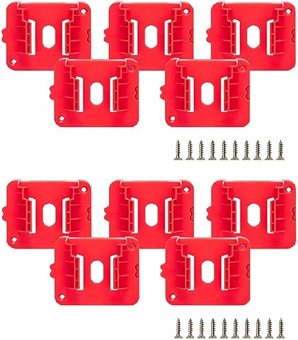 Organisation Outils Supports à Outils Milwaukee M18 - Lot De 6 | Rangement Murale Pour Perceuse Sans Fil - Rouge Atelier Garage