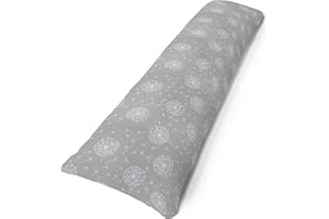 ‎AMILIAN Amilian Seitenschläferkissen inkl. Füllung und 100% Baumwolle Bezug: 150cm x 40cm, Lagerungskissen Erwachsene Pusteblume Grau