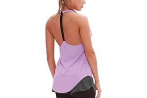 icyzone Canotta Sportiva Donna Lunga Senza Schienale,Sciolta e Traspirante Rapida Asciugatura Canotte per Palestra Allenamento Yoga