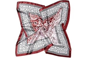 DAMILY Femmes Bandana Foulard Motif Paisley Grand Foulard Seidig Carré Satin Echarpes Cheveux Tête 90 * 90