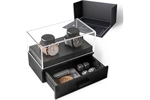 HOLME & HADFIELD Affichez vos montres préférées avec The Weekender – Présentoir de montre de qualité supérieure pour 2 montres – Cadeau de Noël élégant pour homme – Boîte à montres en bois pour homme et boîtier de