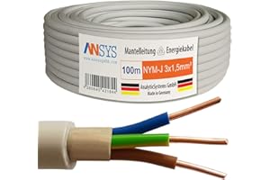 TechMech 100m NYM-J 3x1,5 mm² Mantelleitung Feuchtraumkabel Elektrokabel Kupfer Made in Germany