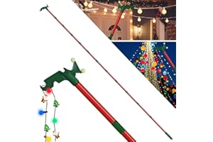 TRYITSBEST Christmas Light Hanger Pole with Utility Hook，3-14.5 Ft Long Christmas Light Pole Hanger Tool Tree, Lightweight Extension Pole for Hang Christmas Lights, Birdfeeder, String Lights Hanging Kit