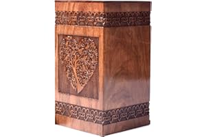 Tamanna crafts Tamanna Rosewood Urn For Human Ashes - Tree Of Life Wooden Box - Personalized Cremation Urn For Ashes Handcrafted Large Wooden Urn Box (Xl(14X7.5”) 640Cu)
