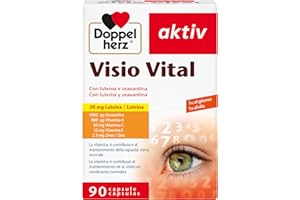 Doppelherz aktiv Visio Vital - Integratore Alimentare per la Vista con Luteina, Zeaxantina, Vitamina A, C, E e Zinco - Senza Glutine e Lattosio - 90 Capsule