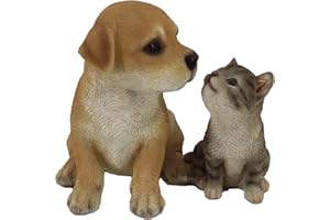 G&H DECOR Statua del prato in resina per gatti e cani, dipinta a mano, con dettagli sorprendenti, scultura da giardino resistente al gelo, adatta per uso interno o esterno