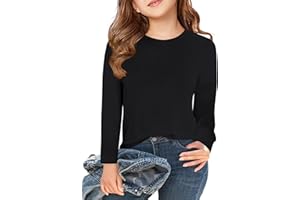 Haloumoning Mädchen T-Shirt Langarm Rundhals Tops Kinder Einfarbige Niedlich Langarmshirt Casual Basic Oberteile 5-14 Jahre