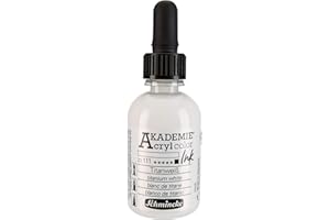 Schmincke - AKADEMIE® Acryl color INK, blanc titane, 50 ml, 23 111 024, encre acrylique pigmentée pour la peinture, l'écriture, l'aérographie.