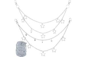 Hpmjz 2Pcs Pants Chain Fashion Hip Hop Gothic Punk Trousers Chain Goth Jean Star Punk Pocket Accessory for Women Layered Key Chains Cute Rock Jean Wallet for Men Waist Body Accessories for Girls Boys