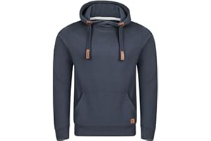 riverso Męski sweter z kapturem RIVNiklas Pullover Hoodie Kieszenie kangurka Cross-Over Kołnierz regularny, jednokolorowy, bawełna, szary, brązowy, zielony, czerwony, niebieski, czarny, S, M, L, XL, 2XL, 3XL, 5XL