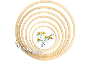 AIRFUL 6 Pezzi Telaio da Ricamo bambù Cerchi da Ricamo, da 8 cm a 20 cm, per Punto Croce, Anelli per Artigianato, Cucito e Ornamenti, Cerchi da Ricamo Rotondi Naturali, Set di Cerchi in Bambù (8-20cm)