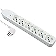 Electraline 61993 Multipresa 6 Posti polivalenti, Cavo 1.5 m, Spina Piccola 10 A, 6 Posti, Bianco