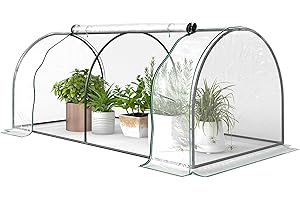 Outsunny Serra da giardino a Tunnel in Acciaio e con Copertura in PVC, 200x100x80 cm, Trasparente e Verde