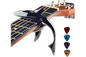 Junlego Guitar Capo Zinc Alloy Guitar Capo Shark Capo for Acoustic & Electric Guitar, Looks Cool & Durable (Black) (junlego-001)
