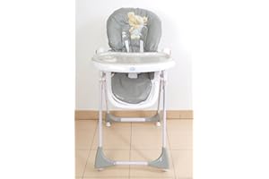 MUNDIBEBÉ Trona para bebé regulable, doble bandeja, modelo osito gris