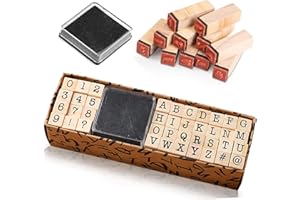 MLCZWT 40 Pièces Tampon Lettre Alphabet Tampons en Bois pour Lettres Vintage Timbre Nombres Tampon Numérique Sceaux avec Tampon Encreur Pour Artisanat, Scrapbooking, Fabrication De Cartes, Planificateur