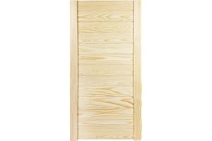 ‎DECOMEISTER DecoMeister Lamellentür Holztür Natur mit geschlossenen Profilbretter 394x766 mm für Schränke, Regale, Möbel aus Kiefer Holz unbehandelt einzeln