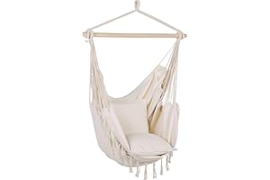 BELIANI Chaise Balançoire Hamac Suspendue Siège en Coton Beige Bonea