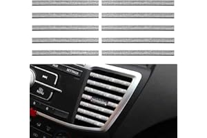 10PCS Youzzei Car Air Vent Outlet Trim Strips, Sparkling DIY Air Conditioner Vent Outlet Trim Interior Decoration Strips, PVC Car Interior Moulding Trim for All Straight of Auto Interior(Silver)