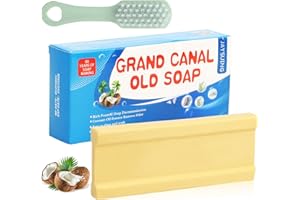 RUNMEIHE Grand Canal Old Soap & Brush, Powerful Stain Remover Laundry Soap Bar, Non-Additivewhitening Underwear Cleaning Soap Suitable For All Clothing, Long-Lasting Fragrance for Hand Washing Clothes